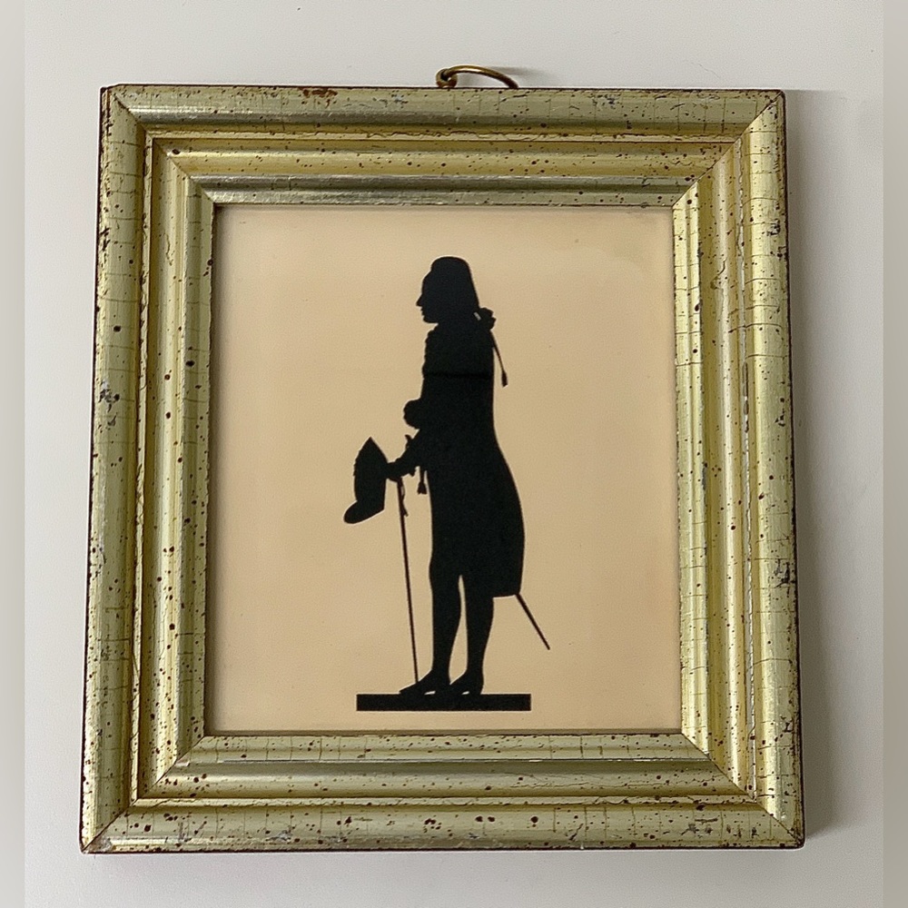 1930s Pre WWII Borghese Italy Gold Gilt Framed Silhouette of George Washington